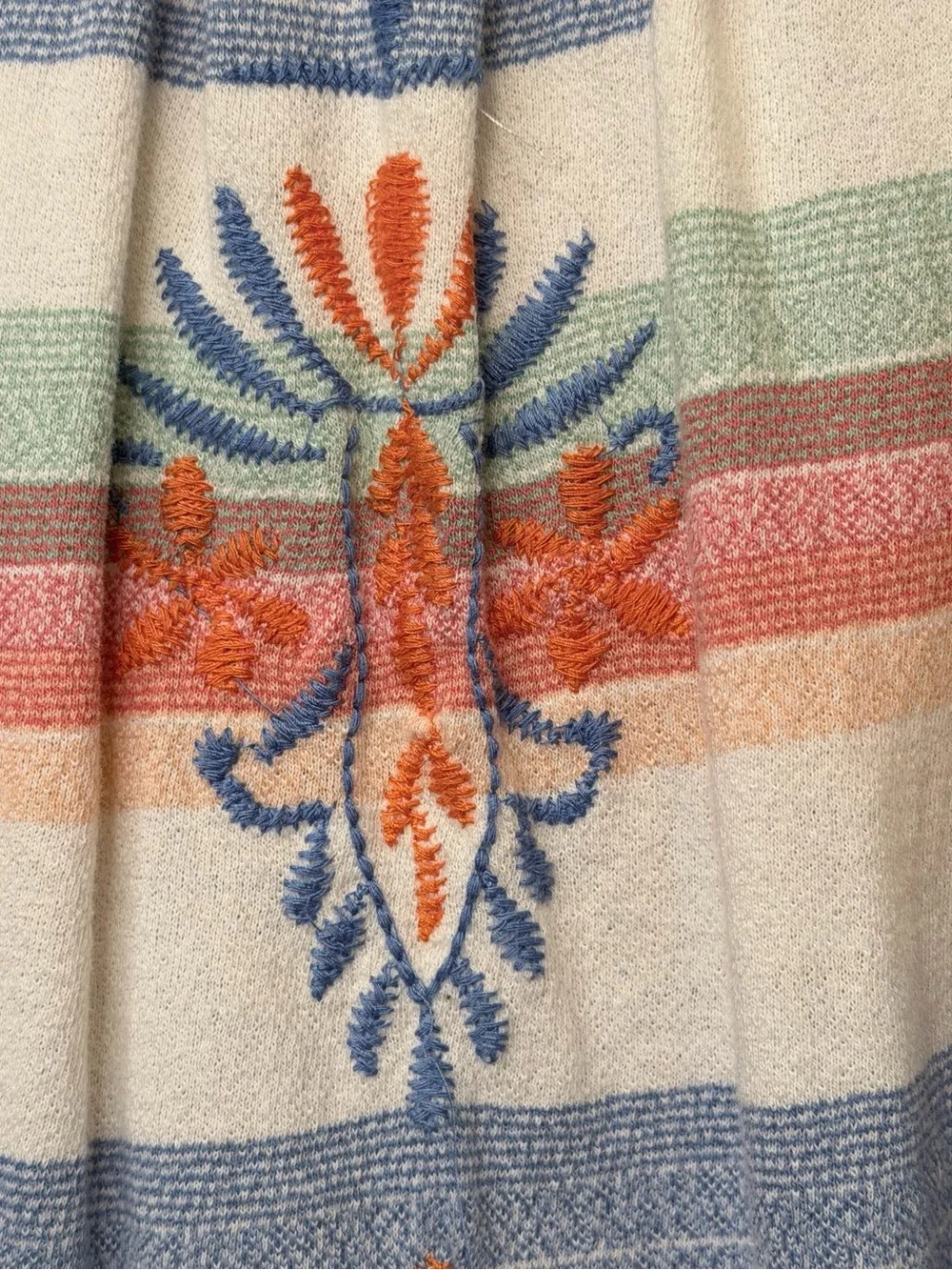 FP | Cotton Multicolor Vintage Striped Floral Embroidery Cropped Swing Tank Top - Picture 7 of 13